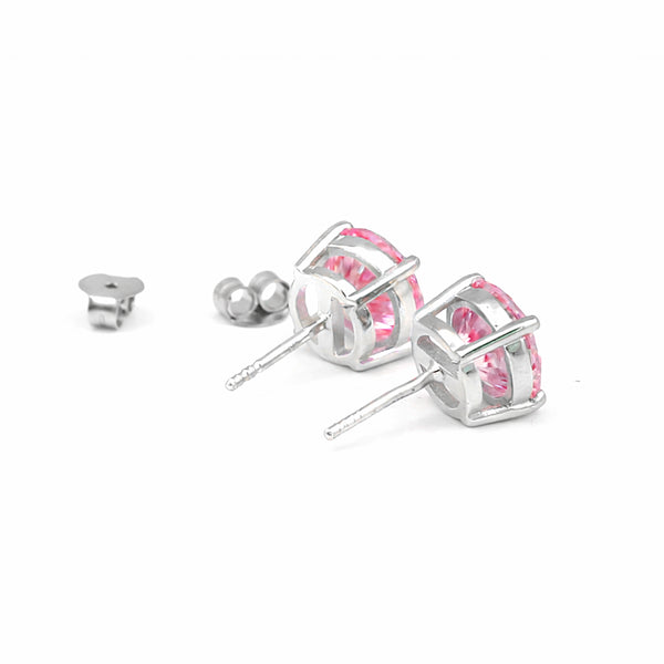 2 Ct Pink Moissanite Stud Earrings Gold Vermeil Treated Certified Romantic Gift