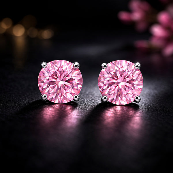2.60 ct DEW Pink Moissanite Stud Earrings Gold Vermeil – Gift for Her Sparkle Deal