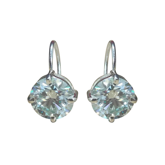 10 Ct Certified Round Cut White Moissanite Dangler Earrings Vermeil 925 Silver