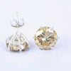 5.50 ct DEW Champagne Moissanite Stud Earrings Gold Vermeil Certified Brilliant