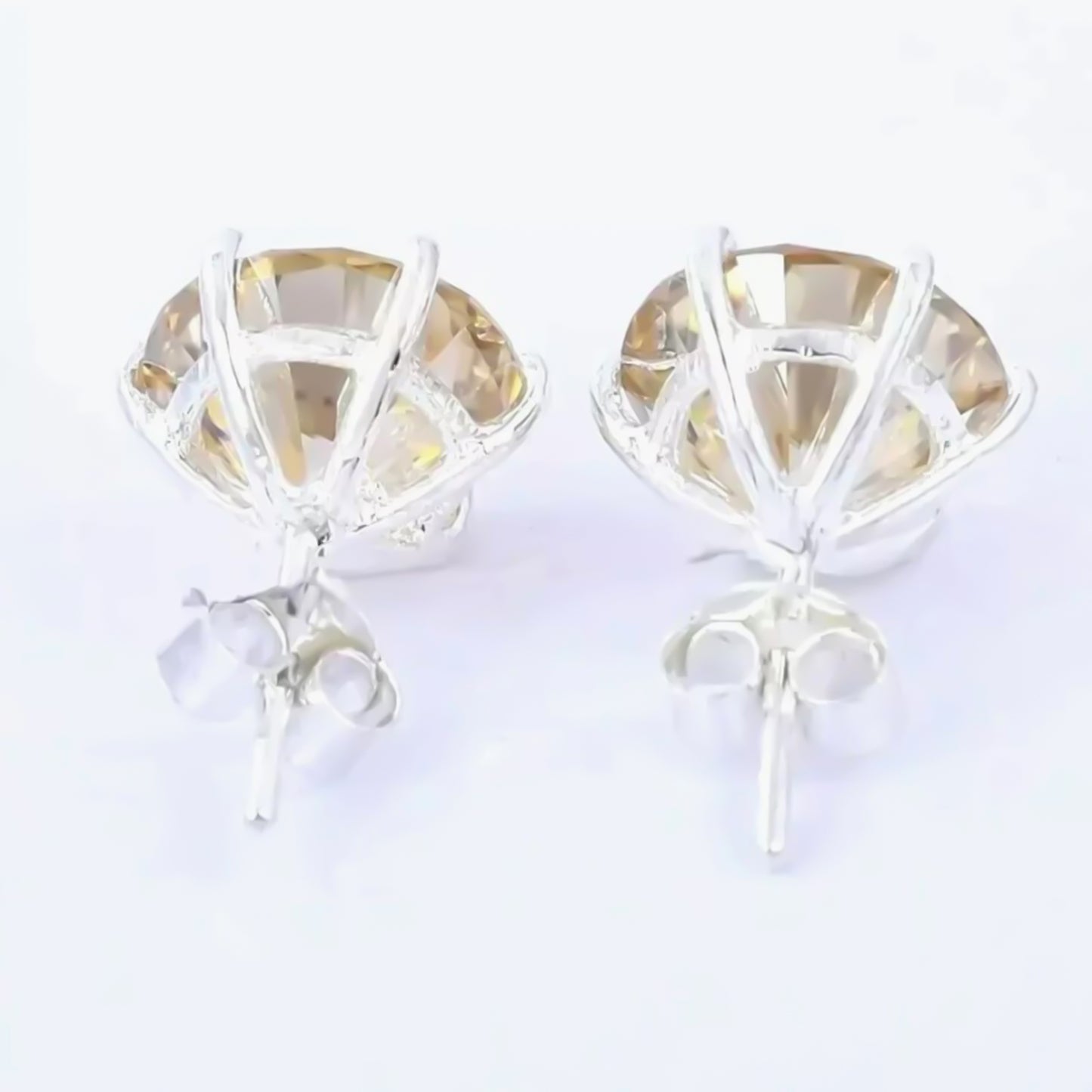 5.50 ct DEW Champagne Moissanite Stud Earrings Gold Vermeil Certified Brilliant