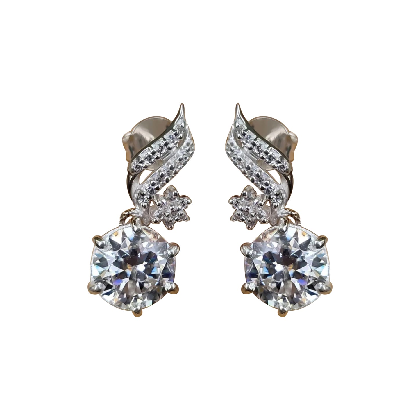 5 ct DEW White Moissanite Dangler Earrings Gold Vermeil Treated Certified Stunning