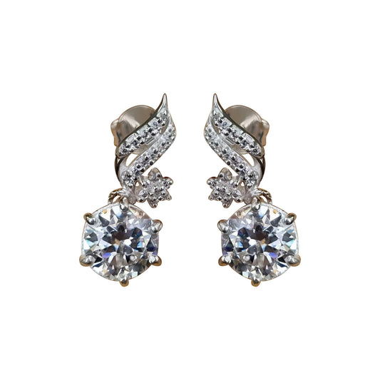 5 ct DEW White Moissanite Dangler Earrings Gold Vermeil Treated Certified Stunning