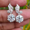 5 ct DEW White Moissanite Dangler Earrings Gold Vermeil Treated Certified Stunning