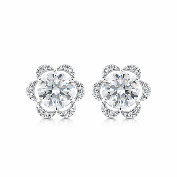 2.50 Ct Round Cut Lab Grown Diamond Stud Earrings — VS1 Clarity, 18k Gold Vermeil