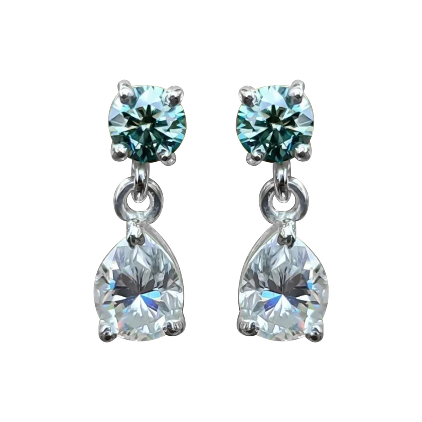 6.50 ct DEW Blue & White Moissanite Dangle Earrings Gold Vermeil – Summer Sale Gift