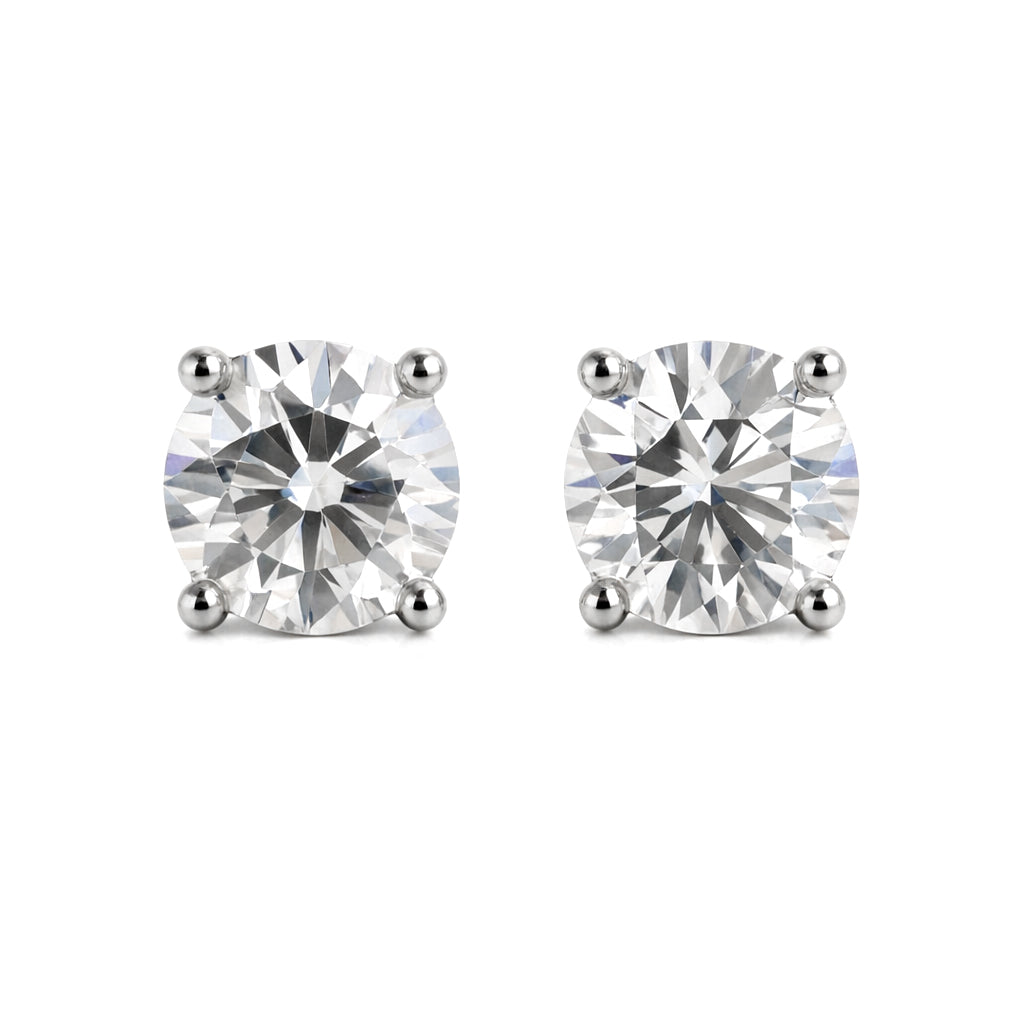 2.90 Ct Round Cut Lab Grown Diamond Stud Earrings — VS1 Clarity, 18k Gold Vermeil