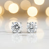 2.90 Ct Round Cut Lab Grown Diamond Stud Earrings — VS1 Clarity, 18k Gold Vermeil