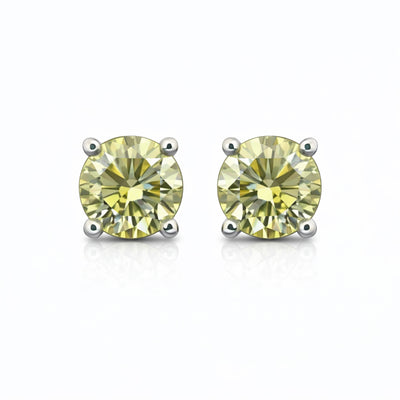 10.00 ct DEW Champagne Moissanite Stud Earrings Gold Vermeil – Statement Jewelry