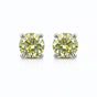 3.60 Ct Round Cut Green Lab Grown Diamond Stud Earrings — VS1 Clarity, 18k Gold Vermeil