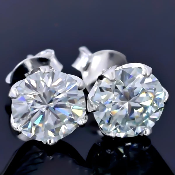 5.20 Ct Off-White Moissanite Stud Earrings Gold Vermeil – Sparkling Gift Deal