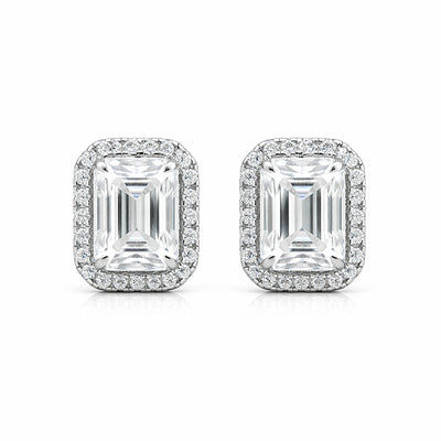 5.00 Ct Emerald Cut White Moissanite Studs Gold Vermeil – Elegant Gift Idea