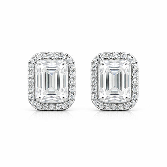 5.00 Ct Emerald Cut White Moissanite Studs Gold Vermeil – Elegant Gift Idea
