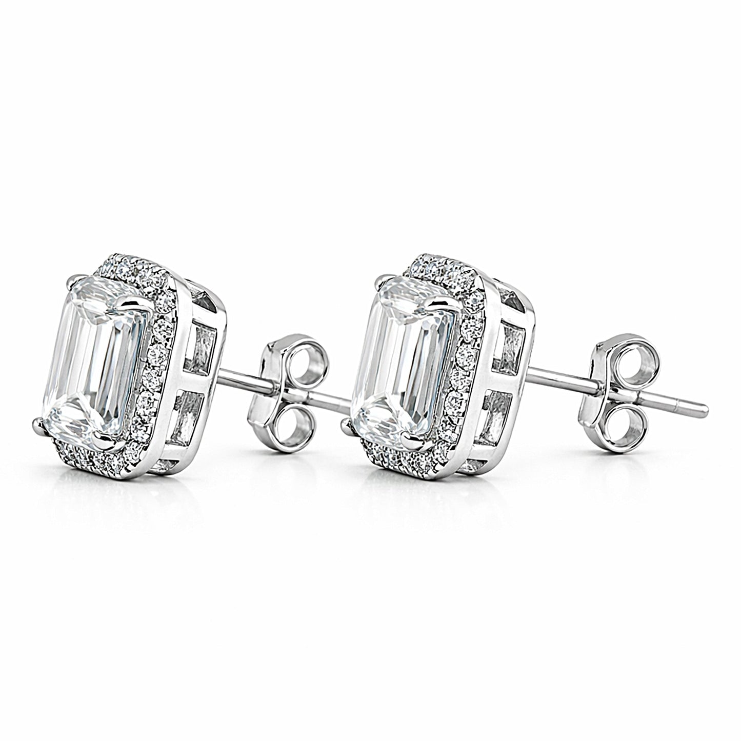 5.00 ct DEW Emerald Cut White Moissanite Studs Gold Vermeil – Elegant Gift Idea