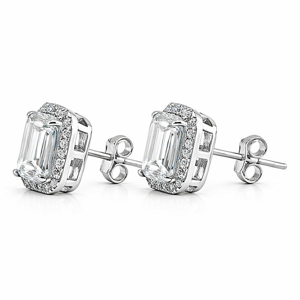 4 Ct Emerald Cut Lab Grown Diamond Stud Earrings — VS1 Clarity, 18k Gold Vermeil