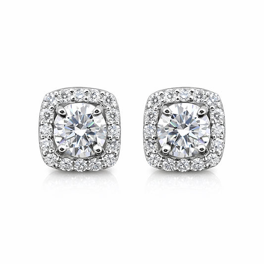 6.80 ct DEW Round White Moissanite Stud Earrings Gold Vermeil – Sparkle This July