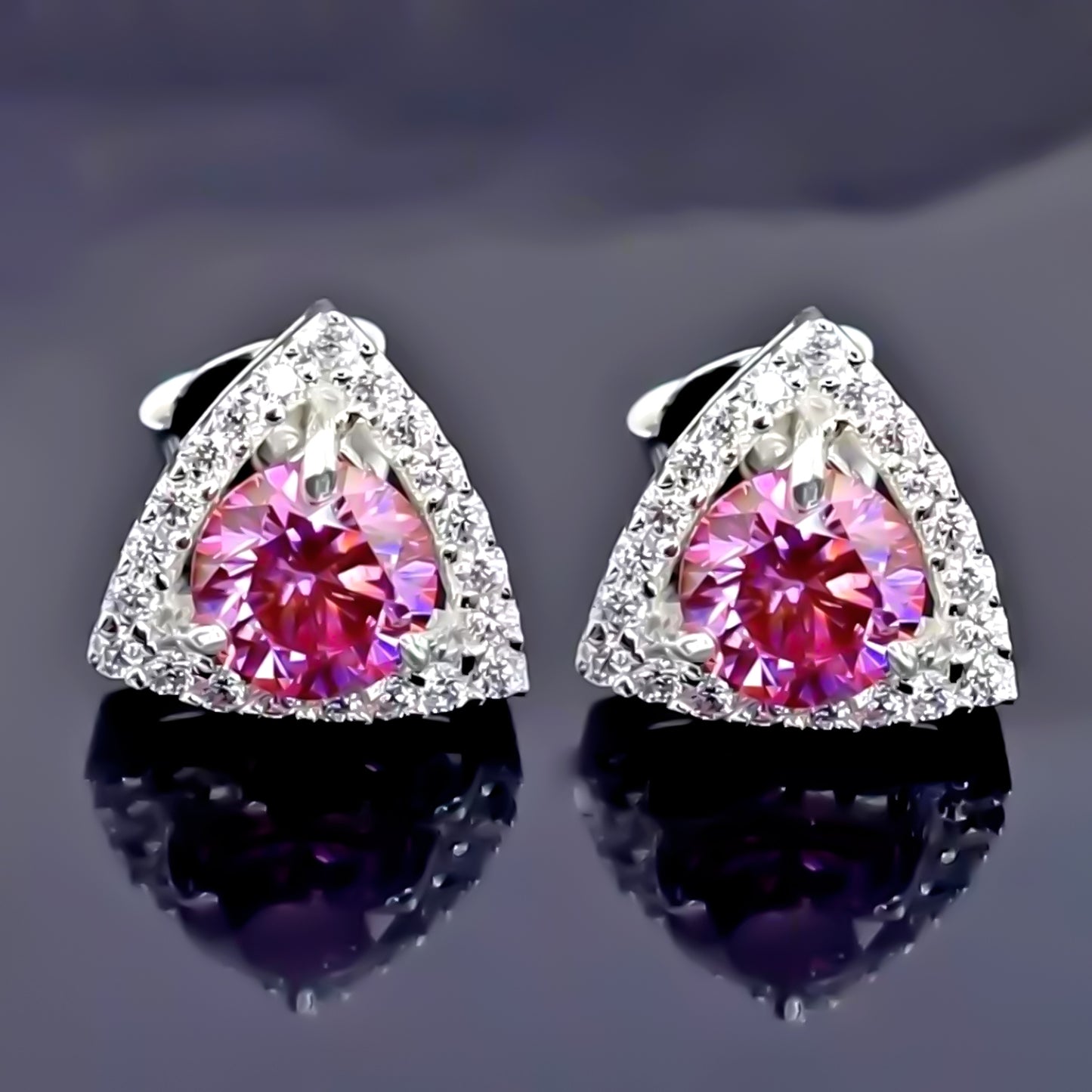 3.50 ct DEW Certified Pink Moissanite Earrings Gold Vermeil Birthday Jewelry Gift