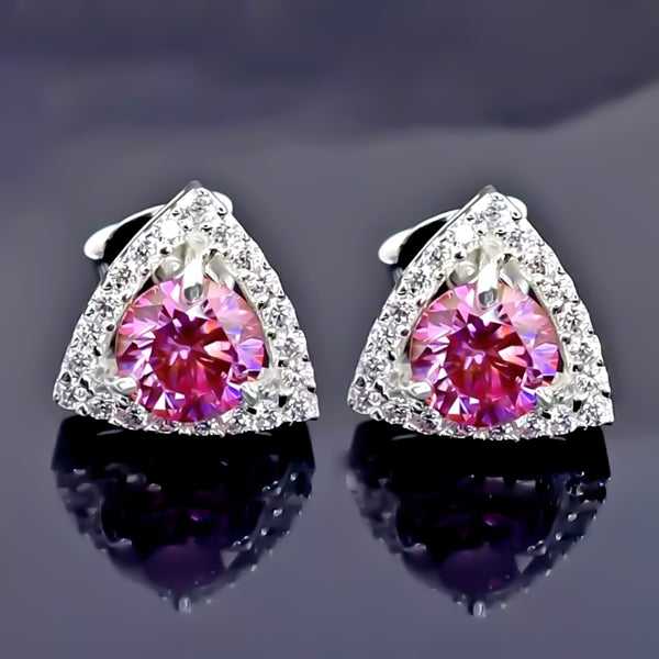 3.50 ct DEW Certified Pink Moissanite Earrings Gold Vermeil Birthday Jewelry Gift
