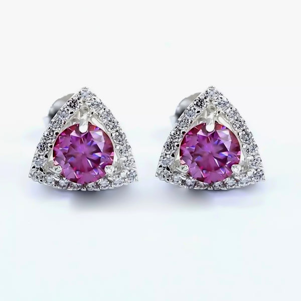3.50 ct DEW Certified Pink Moissanite Earrings Gold Vermeil Birthday Jewelry Gift
