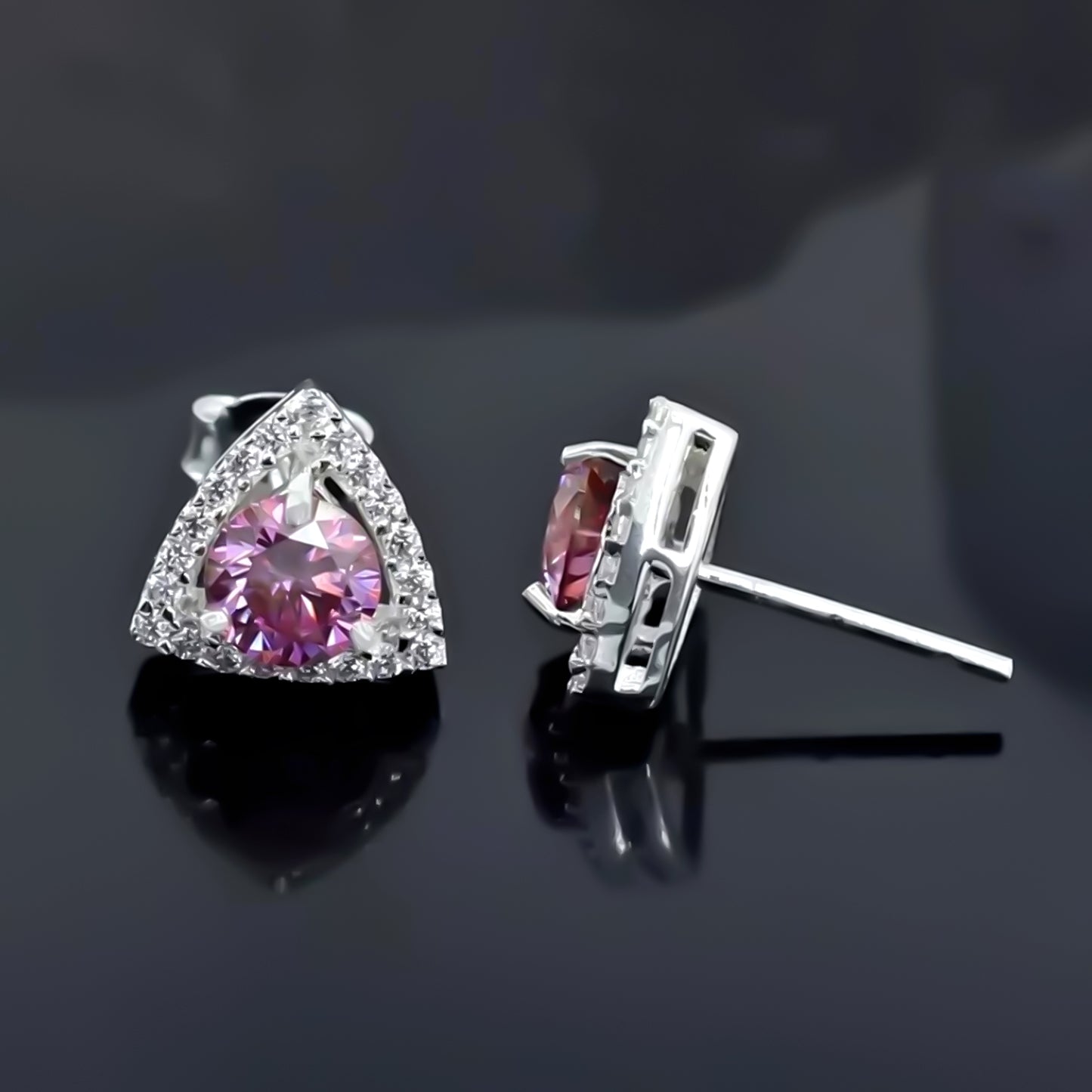 3.50 ct DEW Certified Pink Moissanite Earrings Gold Vermeil Birthday Jewelry Gift