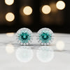 5.80 ct DEW Blue Moissanite Stud Earrings Gold Vermeil – Dazzling 4th July Gift