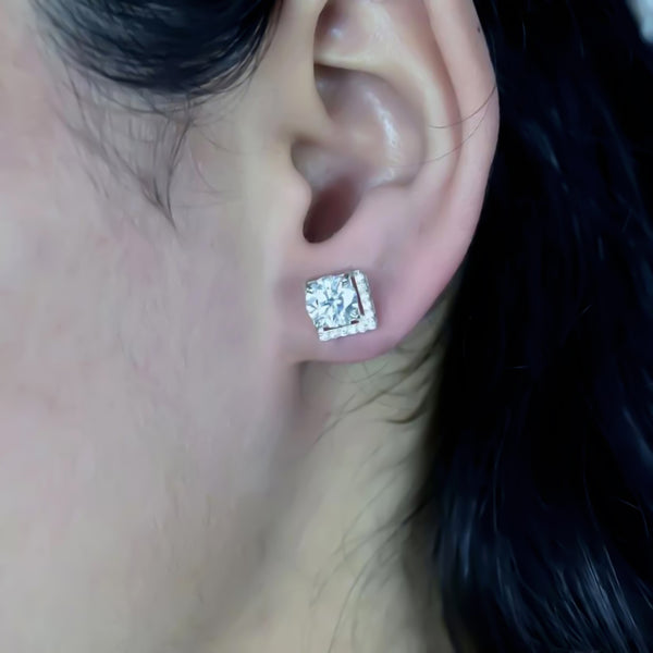 6.00 ct DEW Round White Moissanite Stud Earrings Gold Vermeil – Wedding Gift Pick