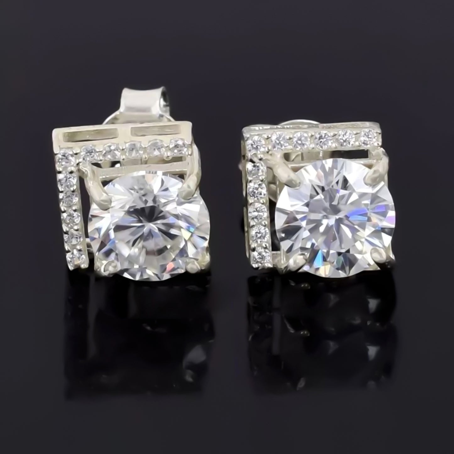 6.00 ct DEW Round White Moissanite Stud Earrings Gold Vermeil – Wedding Gift Pick
