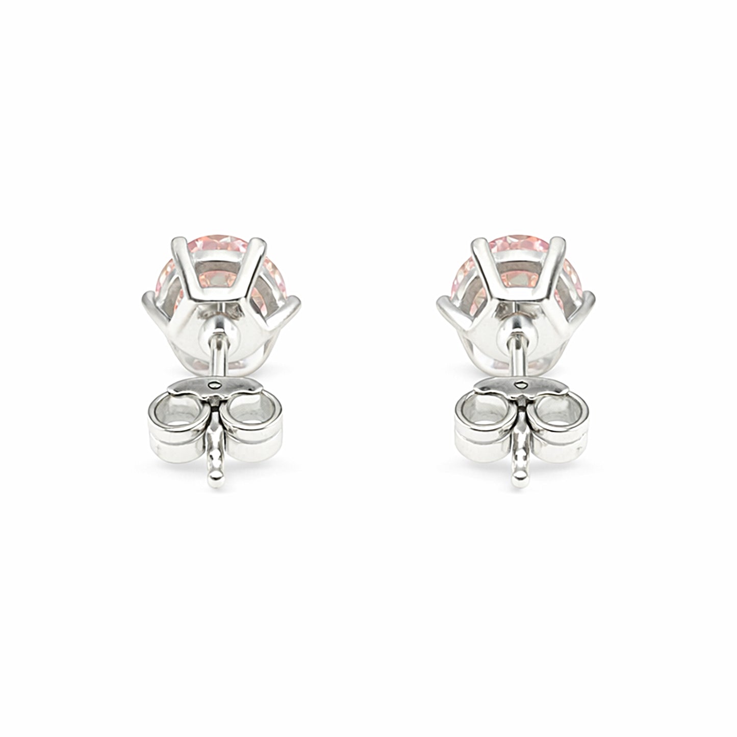 2.80 Ct Round Cut Light Pink Lab Grown Diamond Stud Earrings — VS1 Clarity, 18k Gold Vermeil