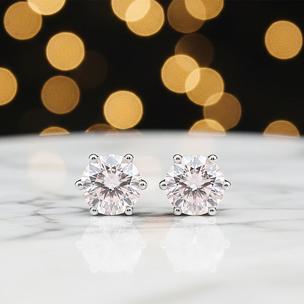 4.00 ct DEW Pink Moissanite Stud Earrings Gold Vermeil – Glamorous Birthday Gift