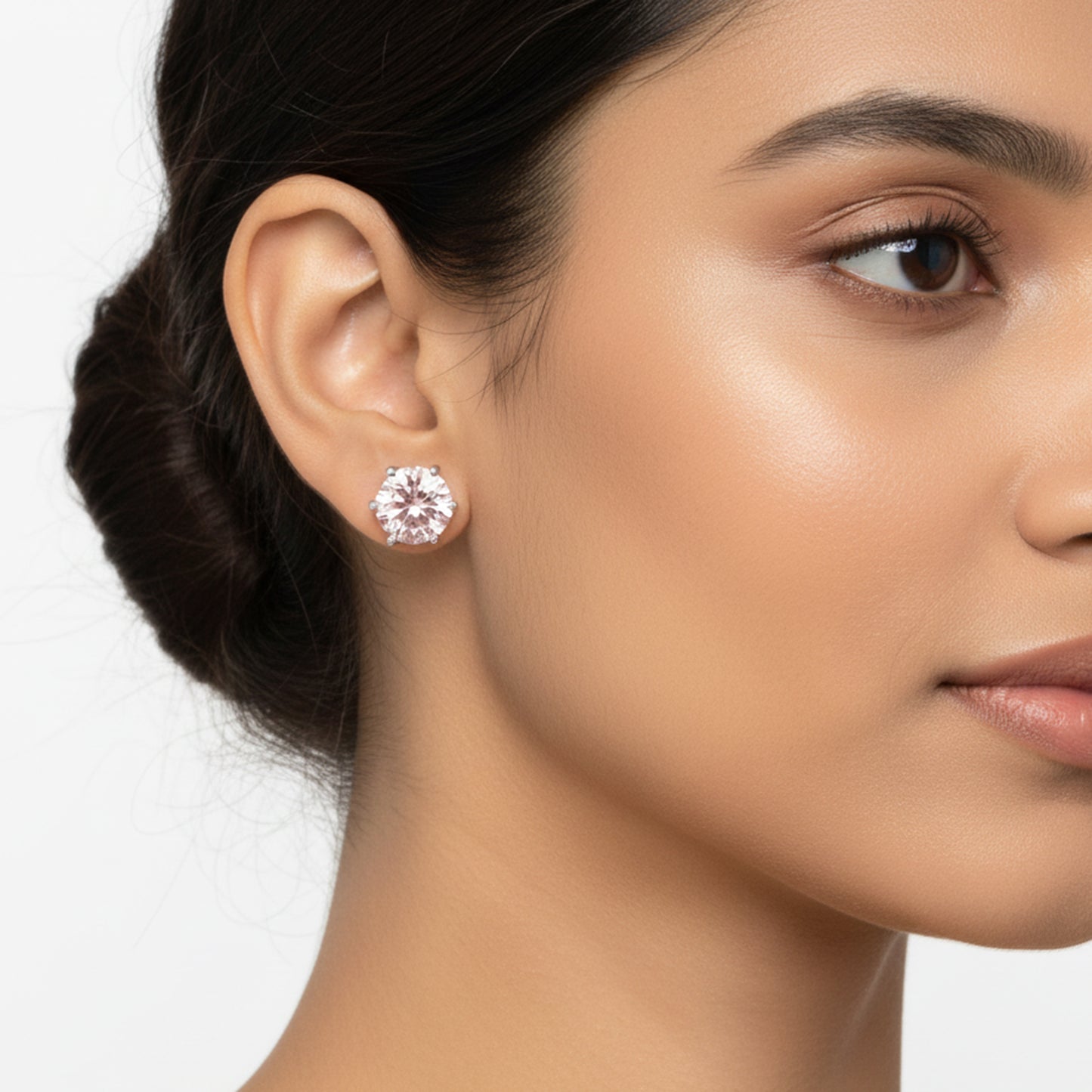 2.80 Ct Round Cut Light Pink Lab Grown Diamond Stud Earrings — VS1 Clarity, 18k Gold Vermeil