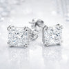 6.00 ct DEW Princess Cut Certified Moissanite Studs in Gold Vermeil For Wife