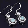 3.20 ct DEW Blue Moissanite Dangle Earrings Gold Vermeil – 4th July Gift for Her