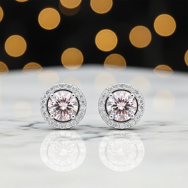 5.00 Ct Pink Moissanite Stud Earrings Gold Vermeil – Anniversary Gift Jewelry