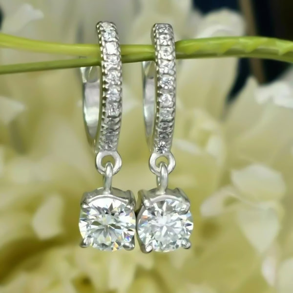 4.00 ct DEW Off-White Moissanite Dangle Earrings Gold Vermeil – Summer Gift Pick