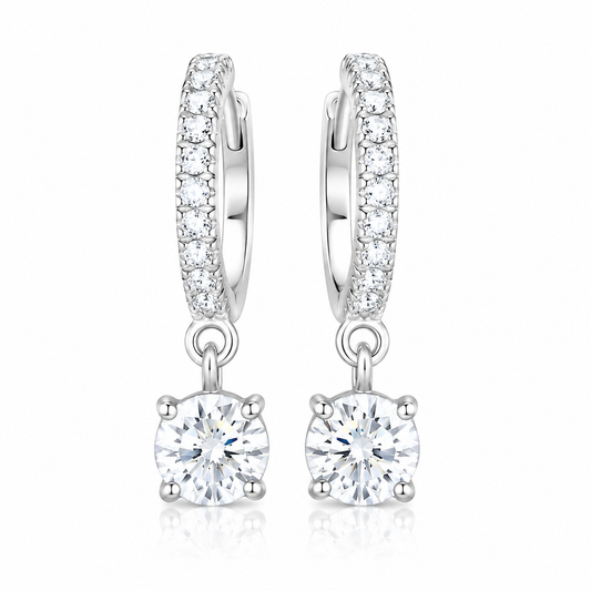 4.00 ct DEW Off-White Moissanite Dangle Earrings Gold Vermeil – Summer Gift Pick