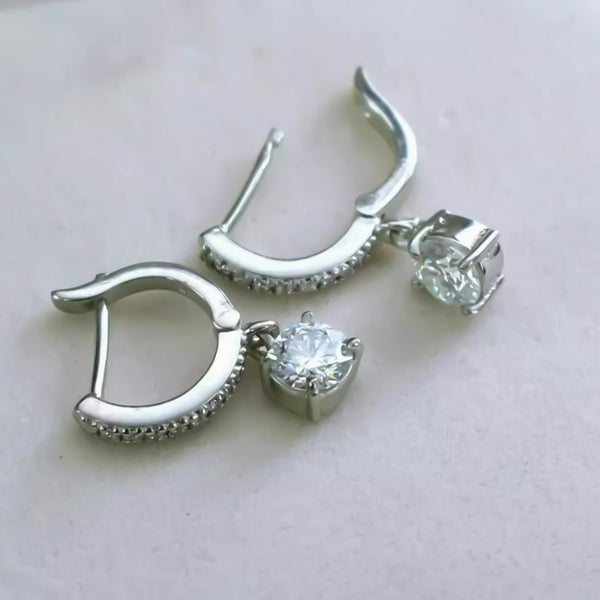 4.00 ct DEW Off-White Moissanite Dangle Earrings Gold Vermeil – Summer Gift Pick