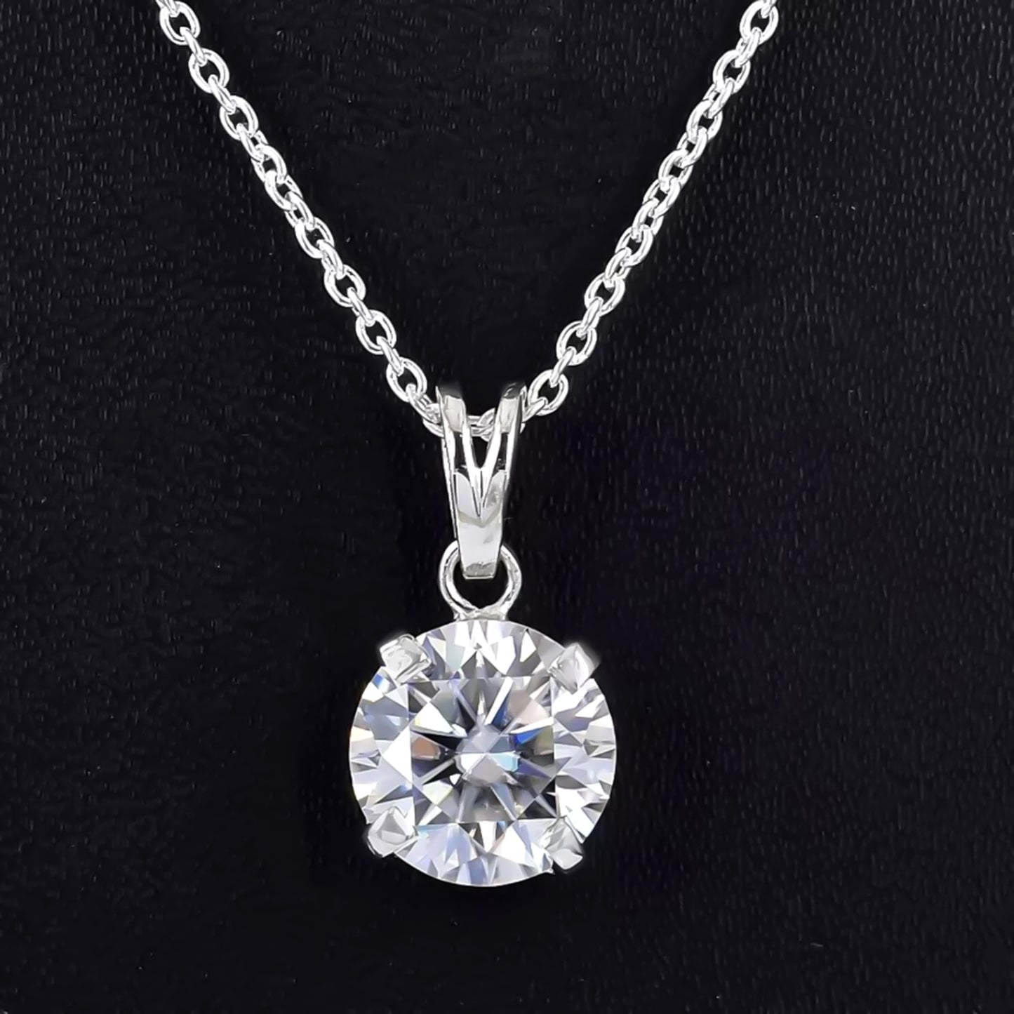 5.34ct DEW White Moissanite Round Pendant Necklace