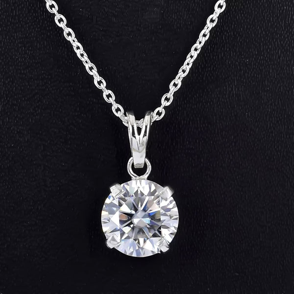 5.34ct DEW White Moissanite Round Pendant Necklace