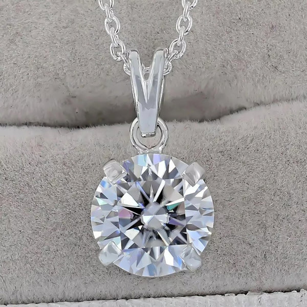 5.34ct DEW White Moissanite Round Pendant Necklace