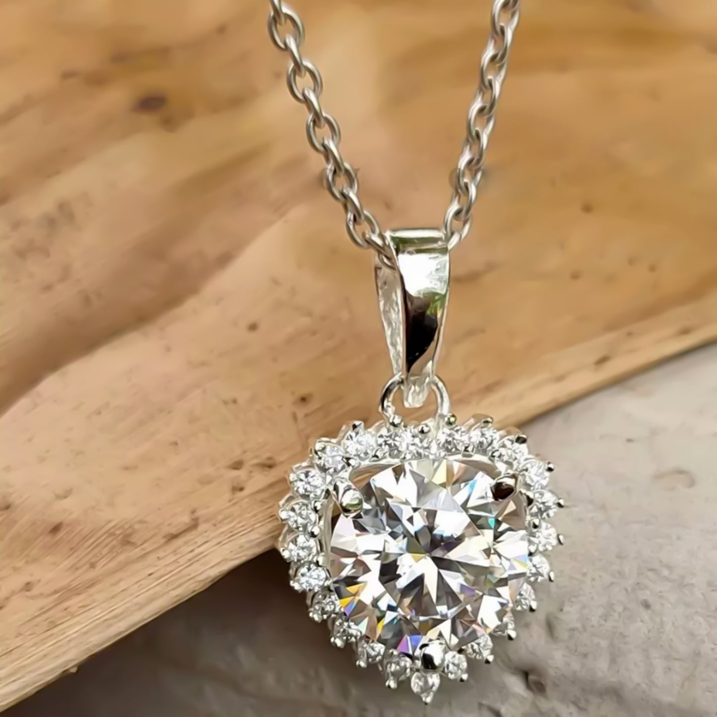 Certified 5.30 Ct White Moissanite Pendant in Gold Vermeil Gift for Women