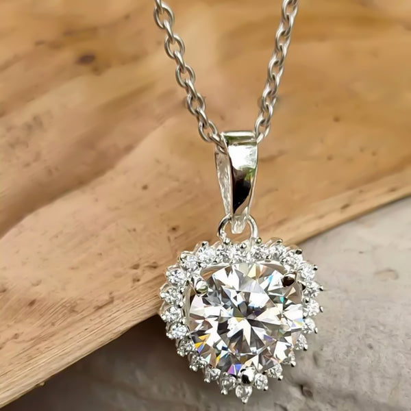 Certified 5.30 Ct White Moissanite Pendant in Gold Vermeil Gift for Women