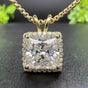 6.50 Ct Princess Cut White Moissanite Solitaire Pendant Gold Vermeil Certified