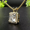 6.50 Ct Princess Cut White Moissanite Solitaire Pendant Gold Vermeil Certified