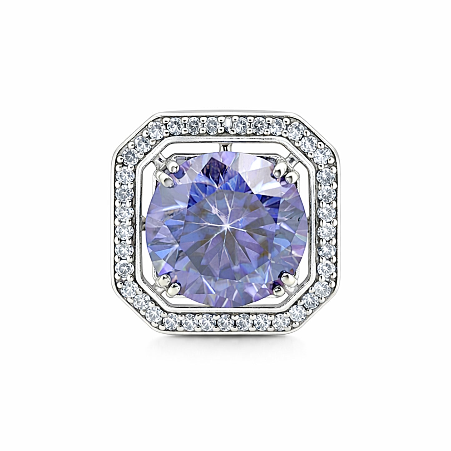 Rare 15.60 Ct Blue Moissanite Solitaire Pendant in Gold Vermeil Certified
