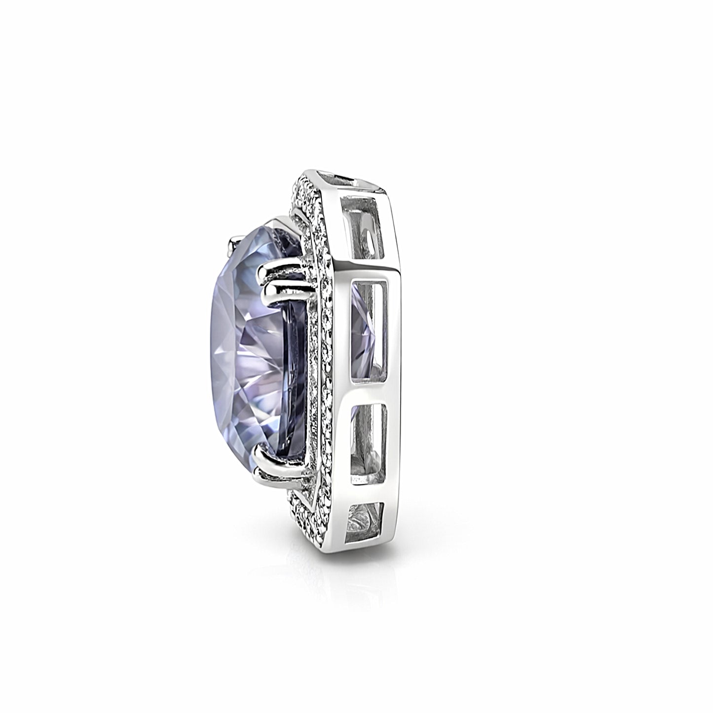 Rare 15.60 Ct Blue Moissanite Solitaire Pendant in Gold Vermeil Certified
