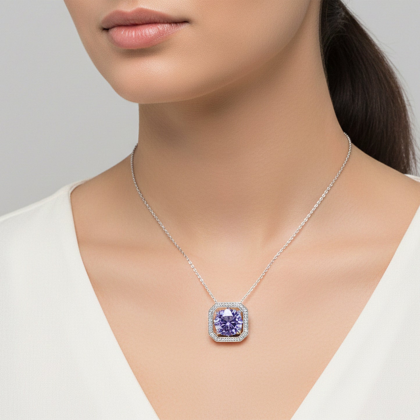 Rare 15.60 Ct Blue Moissanite Solitaire Pendant in Gold Vermeil Certified