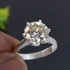 4.18 ct DEW White Moissanite Round Solitaire Ring - 18K Gold Vermeil on 925 Sterling Silver