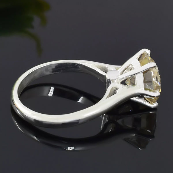 4.18 ct DEW White Moissanite Round Solitaire Ring - 18K Gold Vermeil on 925 Sterling Silver