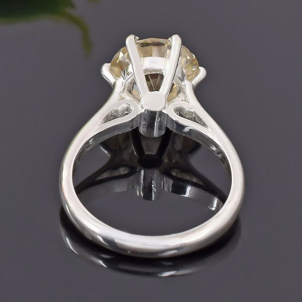 4.18 ct DEW White Moissanite Round Solitaire Ring - 18K Gold Vermeil on 925 Sterling Silver