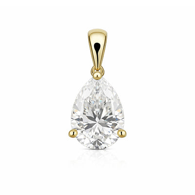 4.85 ct DEW Pear Cut White Moissanite Solitaire Pendant Vermeil 925 Silver Jewelry